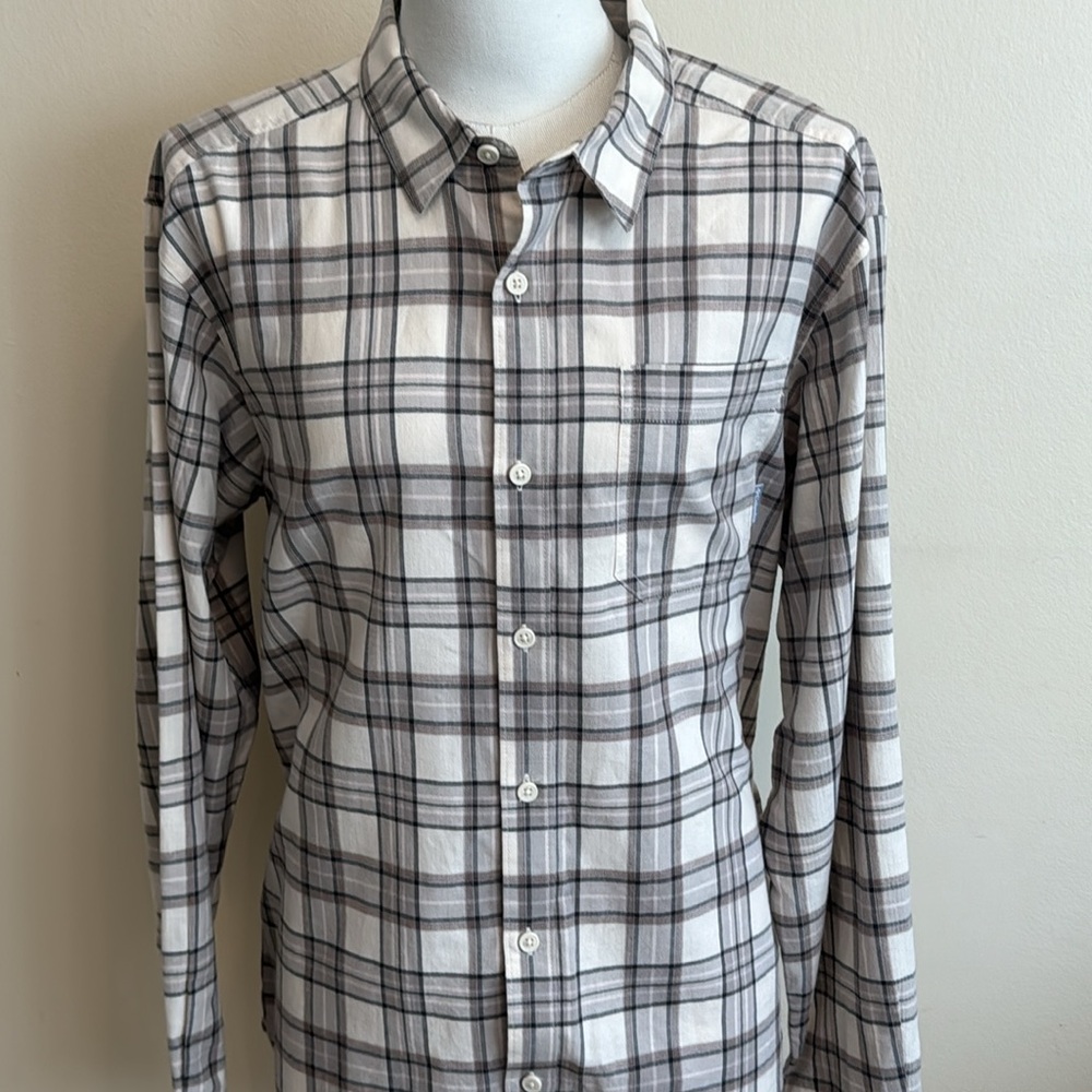 Columbia Men's Plaid Button-Down Shirt in Brown and Gray